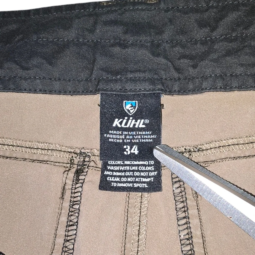 Kuhl Mens Vintage Patina Dye Cargo Shorts Brown Olive Hiking Outdoor Size 34